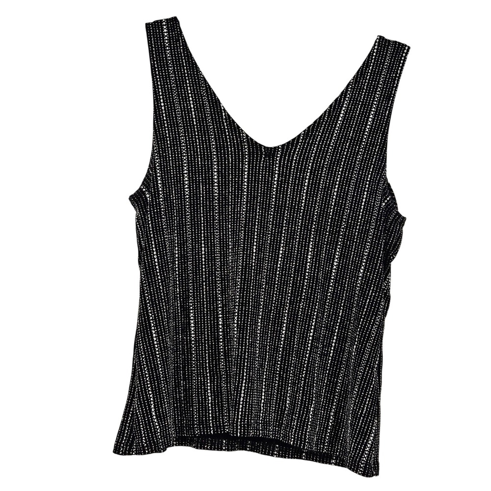 Vtg Bay Studio Black Sparkle Sleeveless Tank‎ Top Plus XL Whimsigoth Vacation
